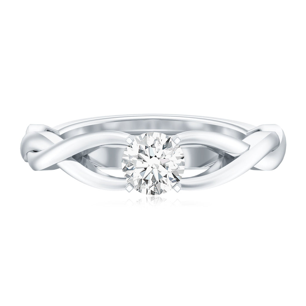 Certified Moissanite Solitaire Engagement Ring in Crossover Shank