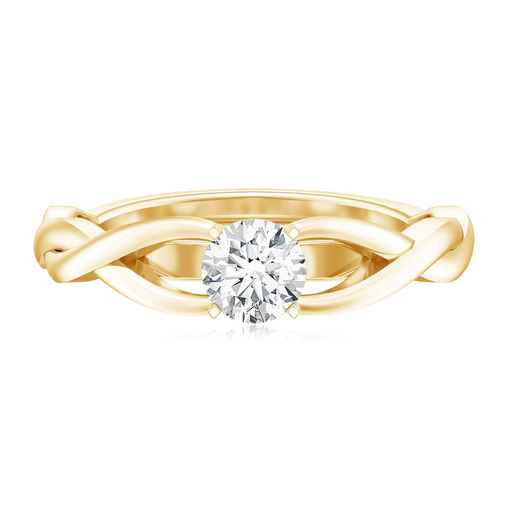 Certified Moissanite Solitaire Engagement Ring in Crossover Shank