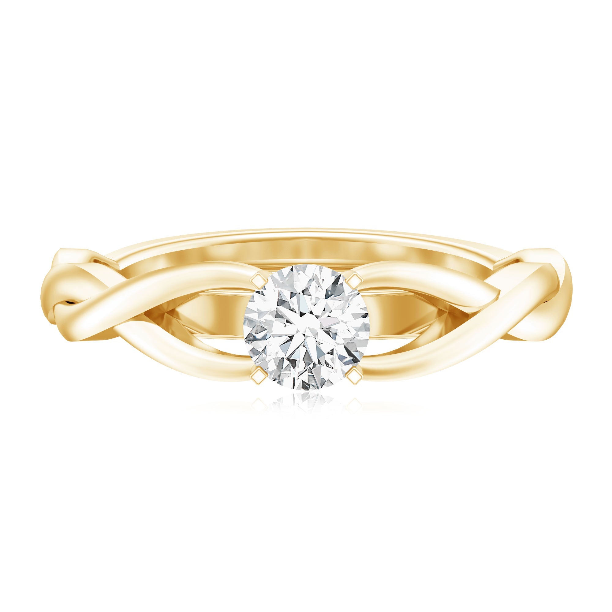 Certified Moissanite Solitaire Engagement Ring in Crossover Shank
