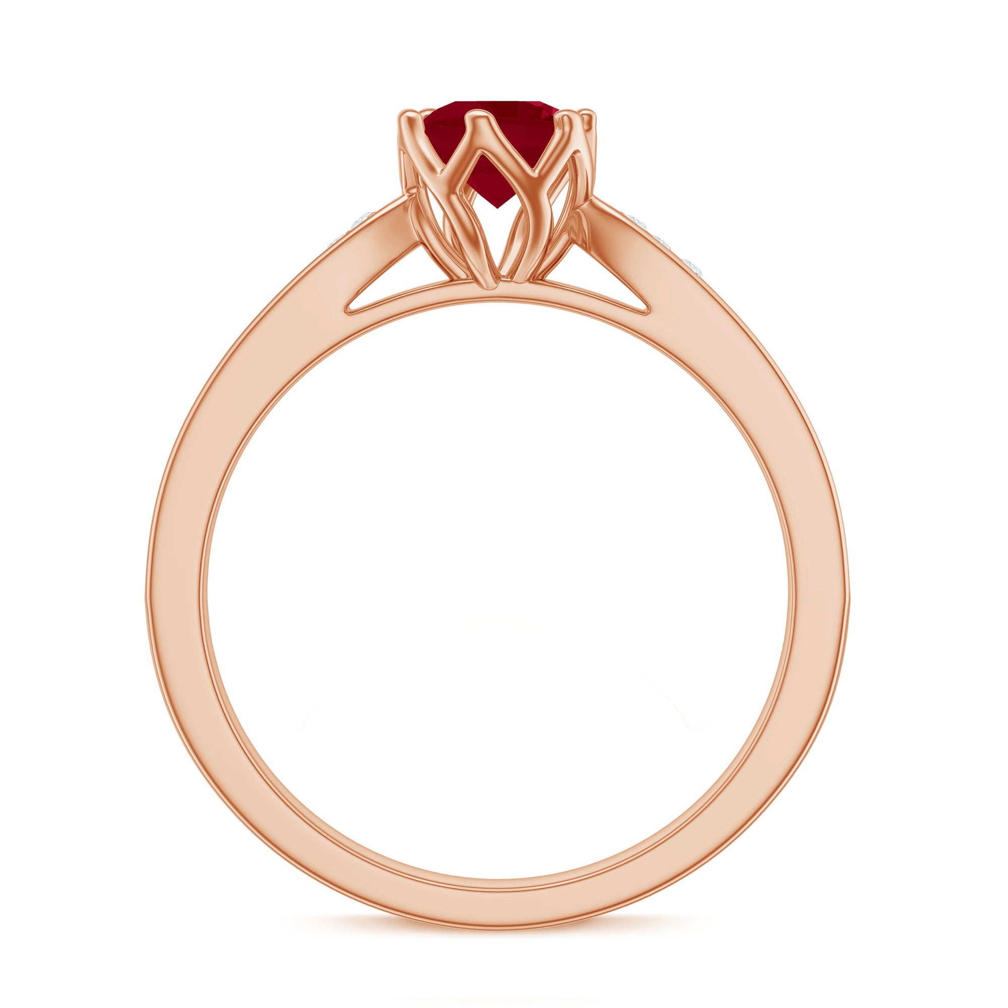 Real 0.6 Carat Ruby Engagement Ring with Diamond for Women