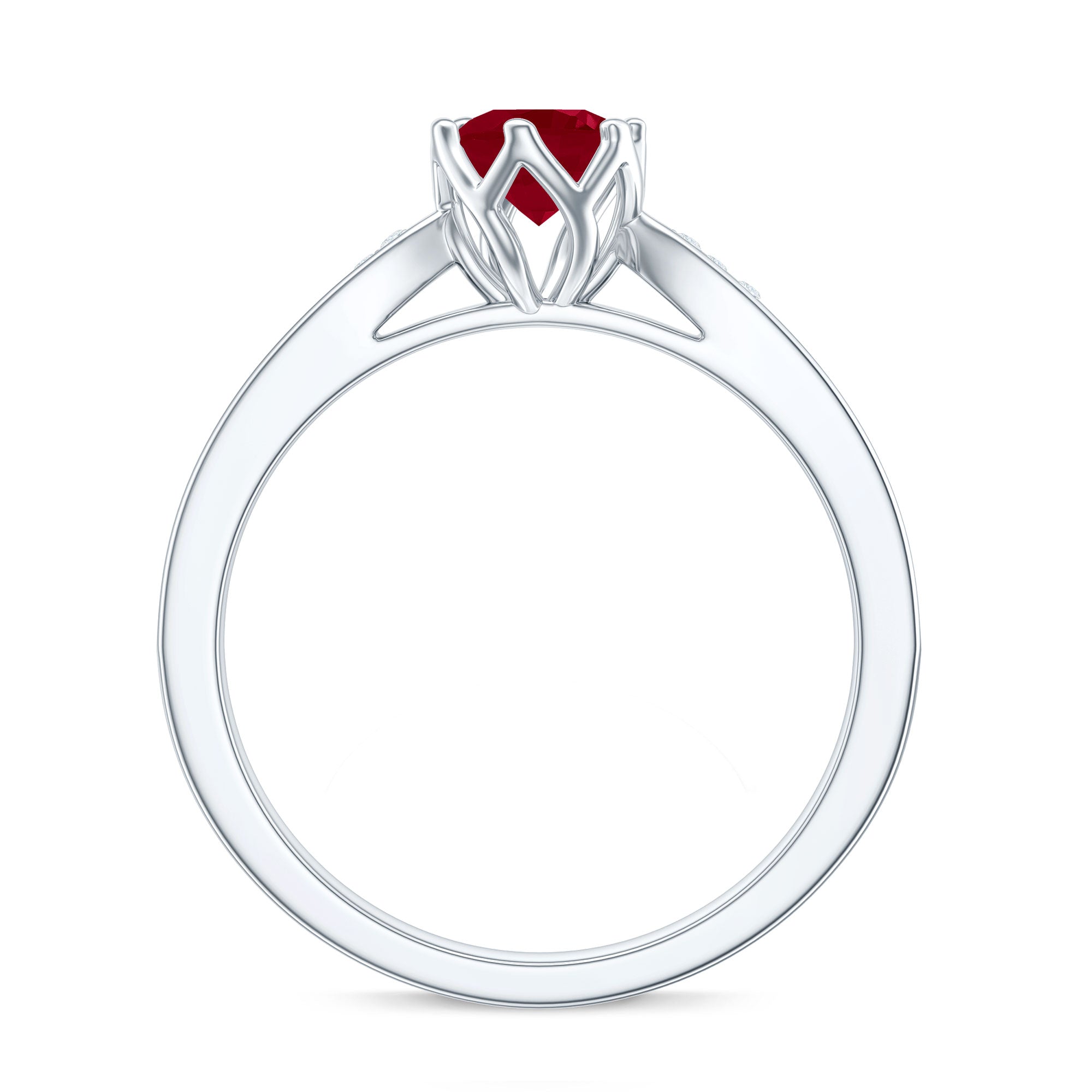 Real 0.6 Carat Ruby Engagement Ring with Diamond for Women
