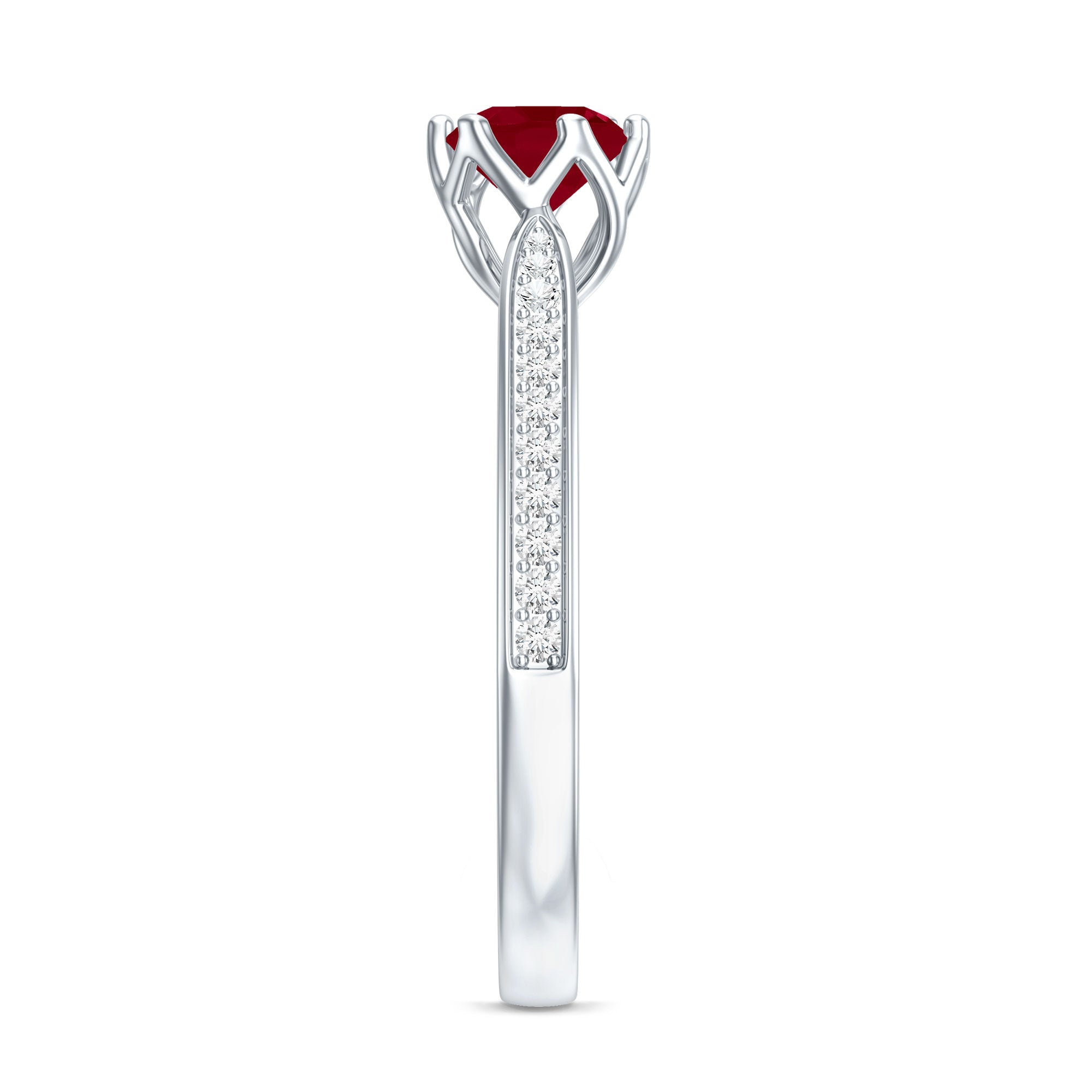 Real 0.6 Carat Ruby Engagement Ring with Diamond for Women