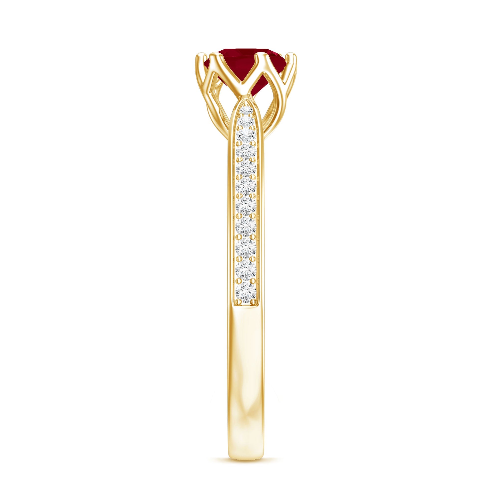 Real 0.6 Carat Ruby Engagement Ring with Diamond for Women