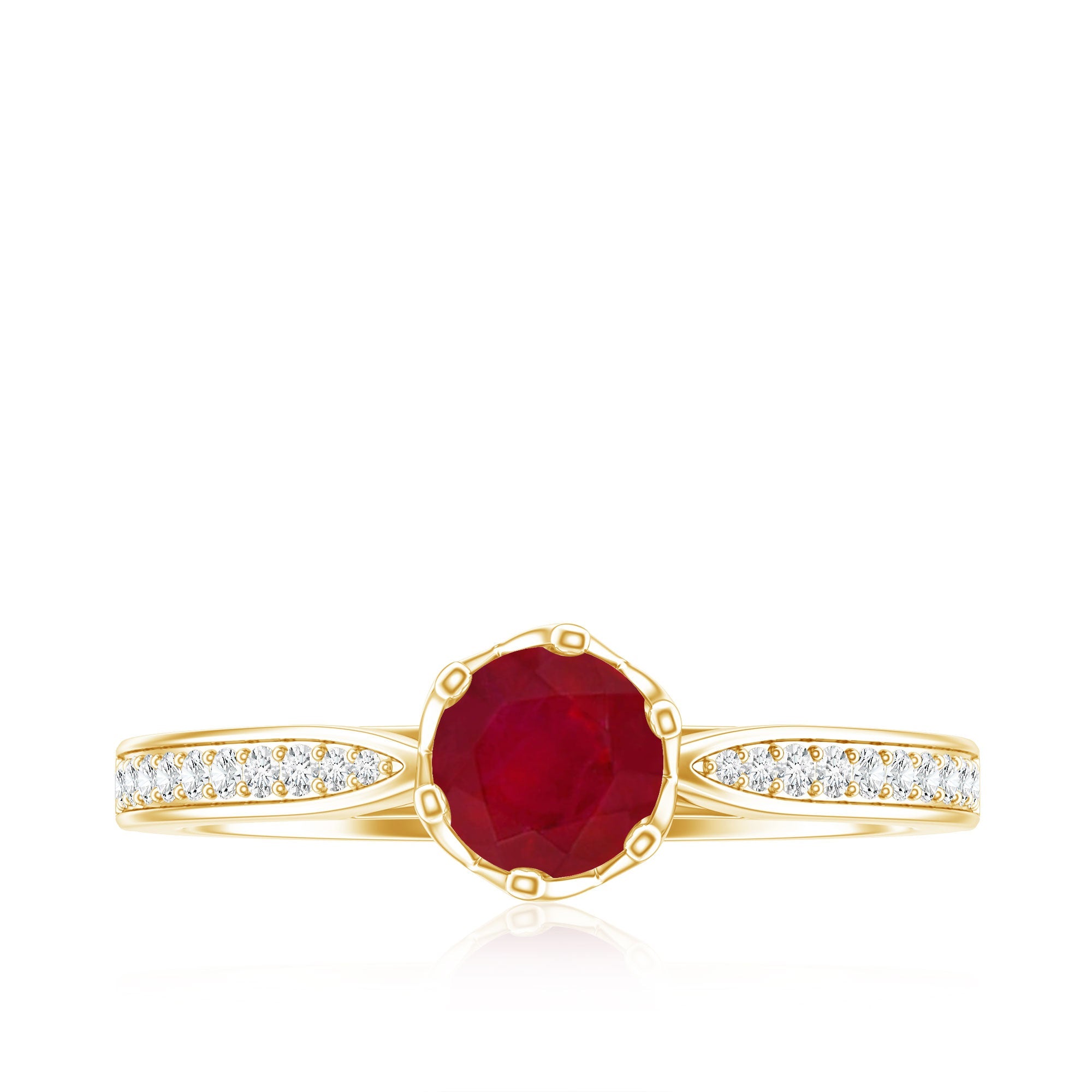 Real 0.6 Carat Ruby Engagement Ring with Diamond for Women