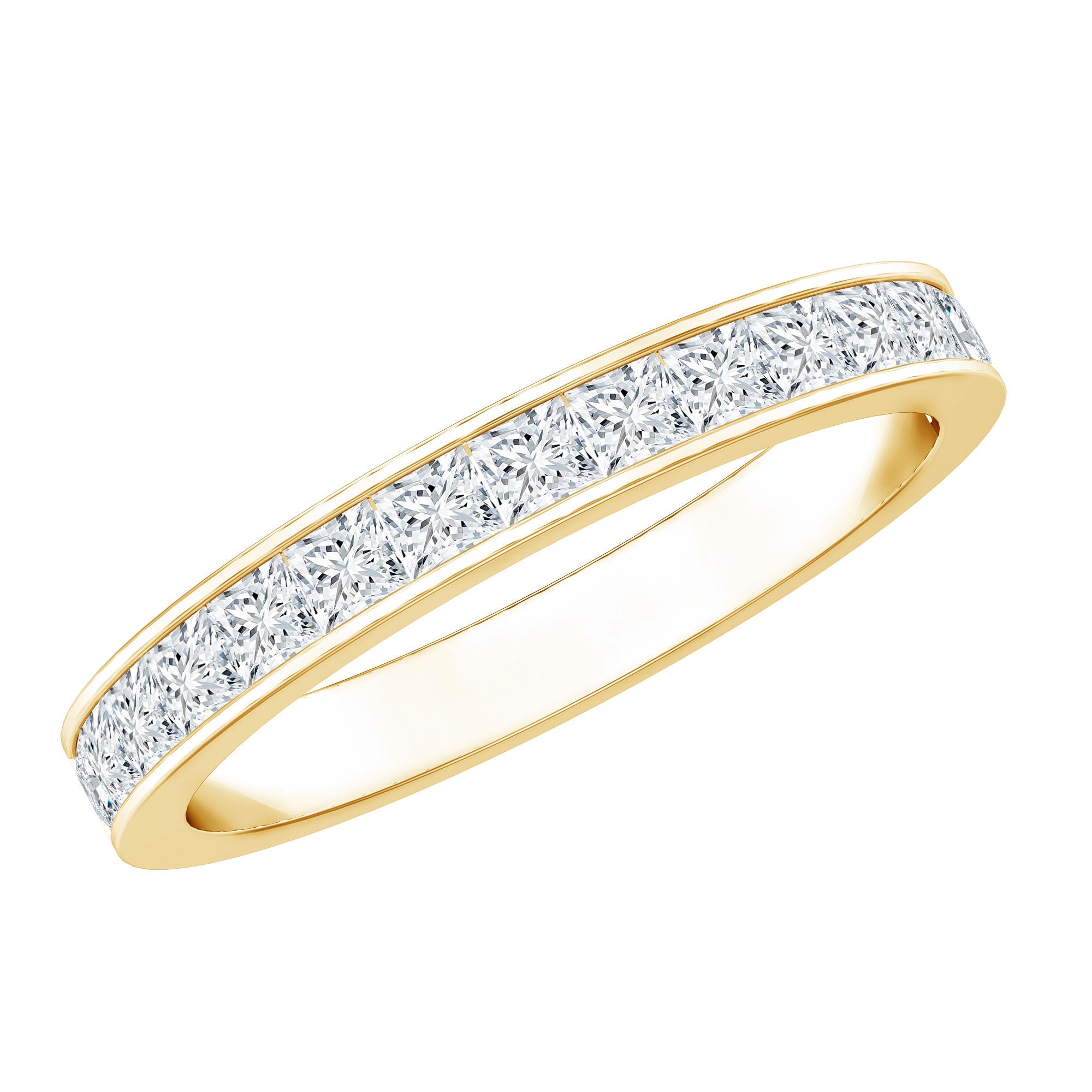 Princess Cut Moissanite Half Eternity Band Ring in Channel Setting