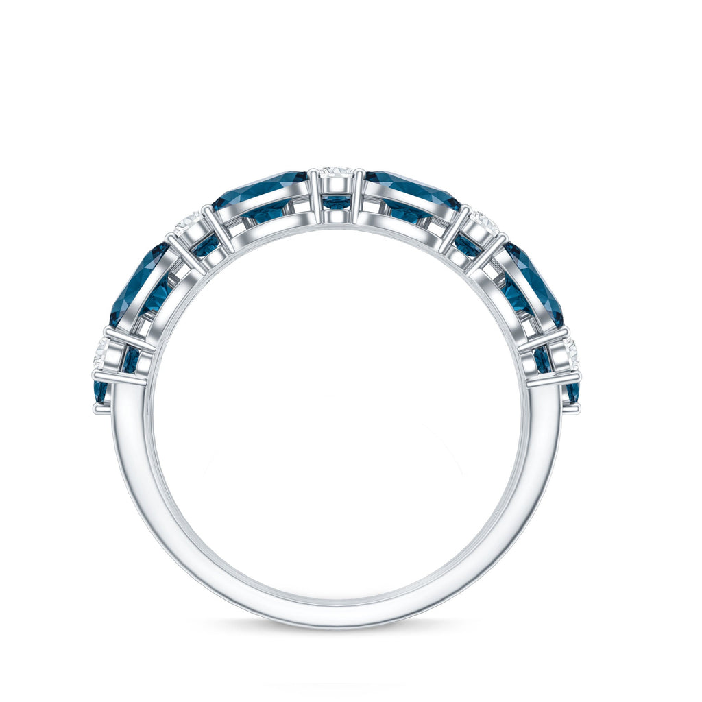 Natural London Blue Topaz and Diamond Statement Ring