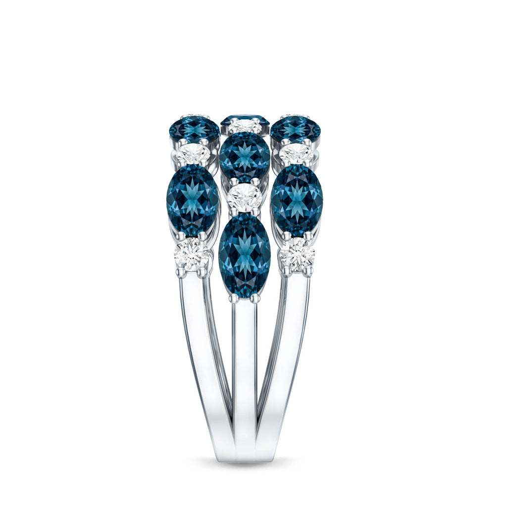 Natural London Blue Topaz and Diamond Statement Ring