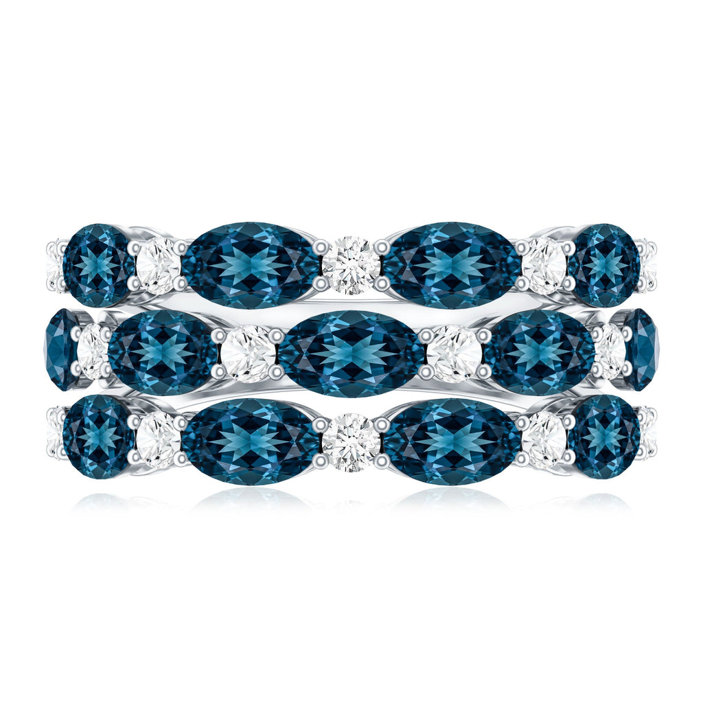 Natural London Blue Topaz and Diamond Statement Ring