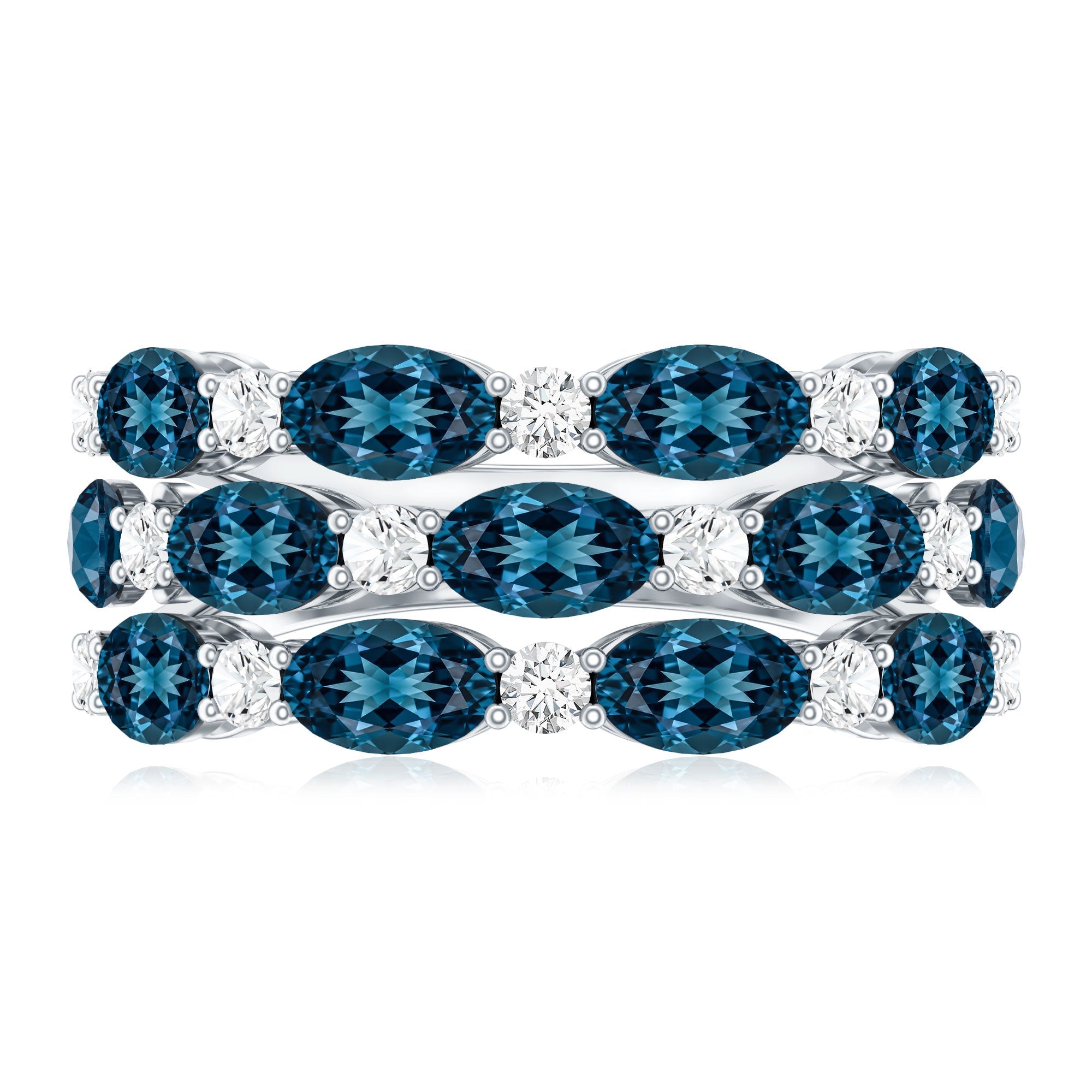 Natural London Blue Topaz and Diamond Statement Ring