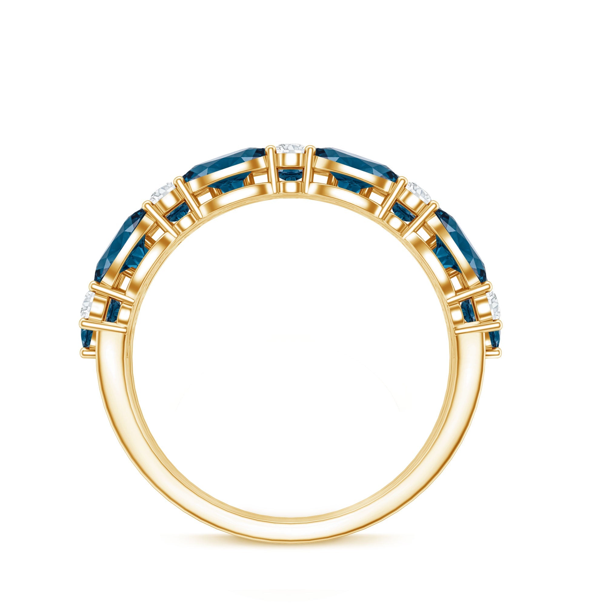 Natural London Blue Topaz and Diamond Statement Ring