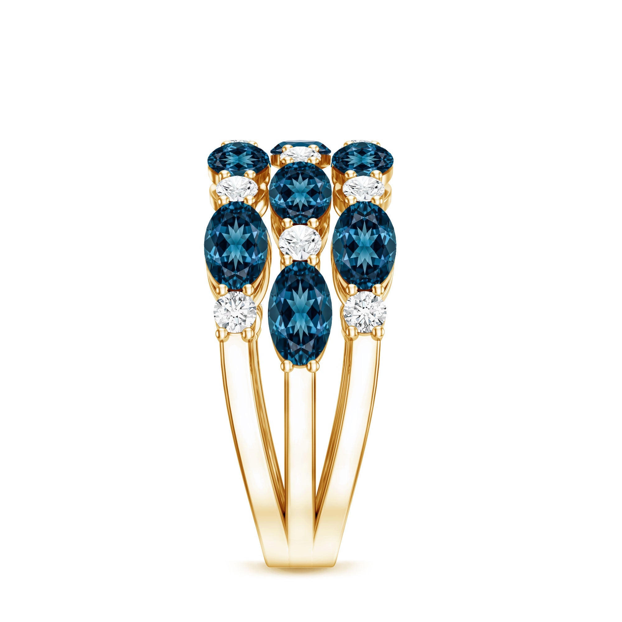 Natural London Blue Topaz and Diamond Statement Ring
