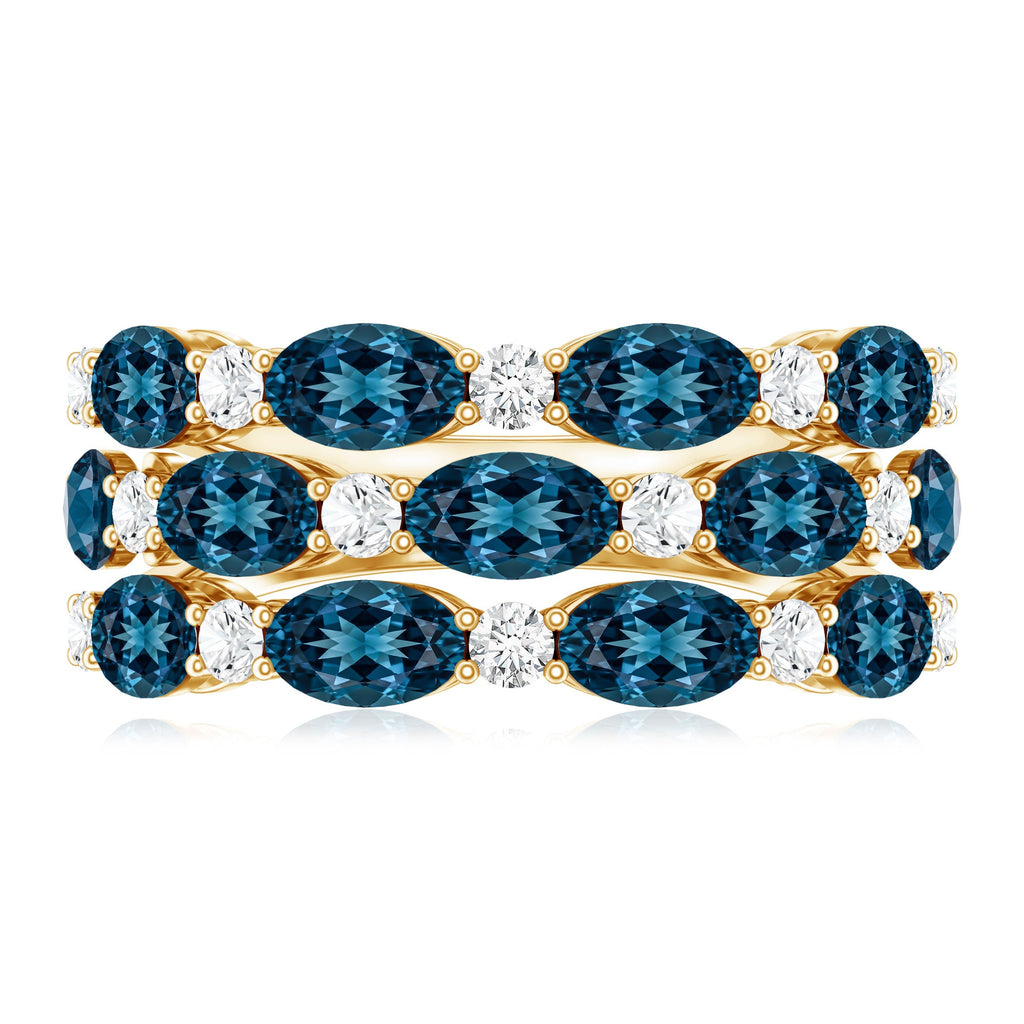 Natural London Blue Topaz and Diamond Statement Ring