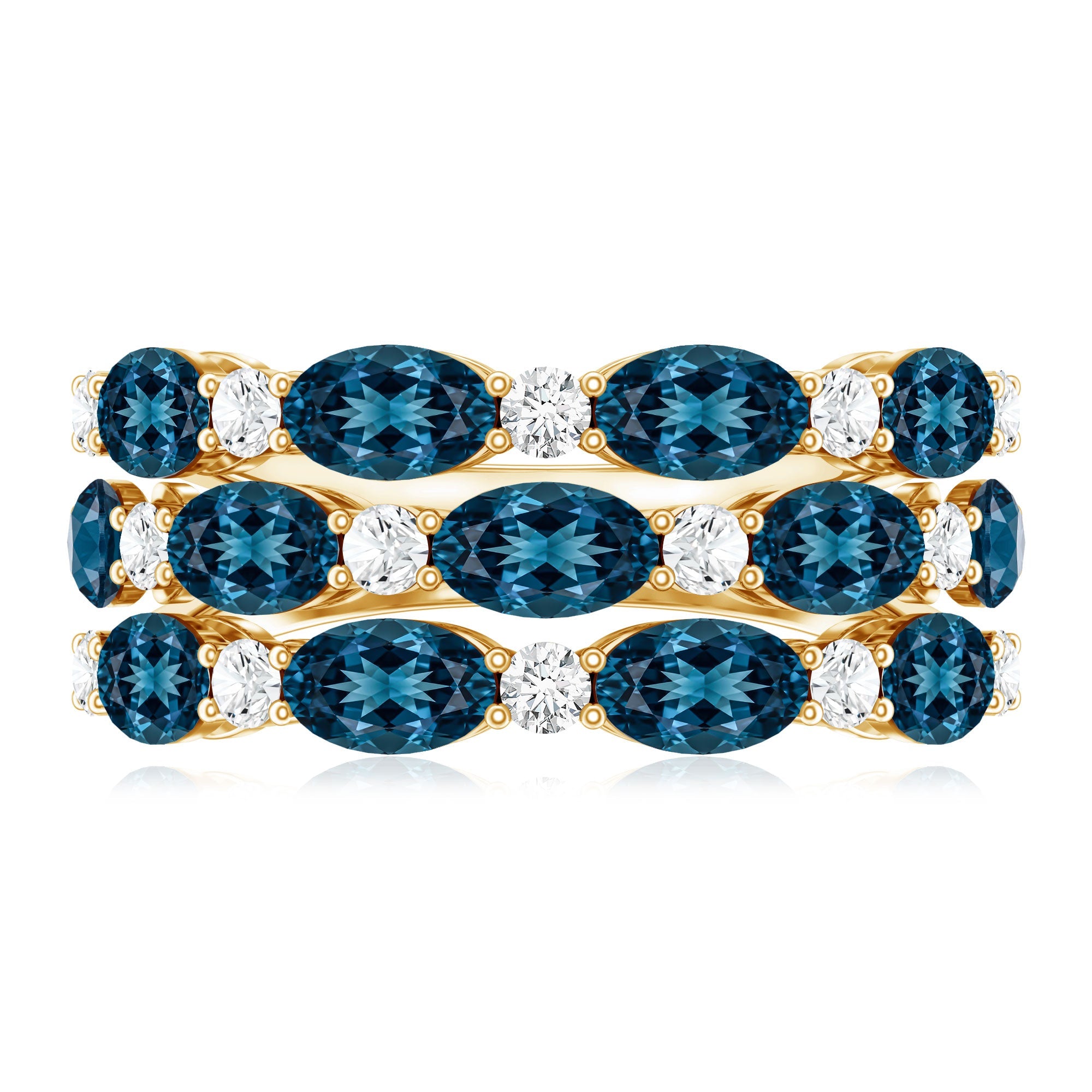 Natural London Blue Topaz and Diamond Statement Ring