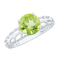 Natural 2 Carat Round Shape Peridot Solitaire Engagement Ring