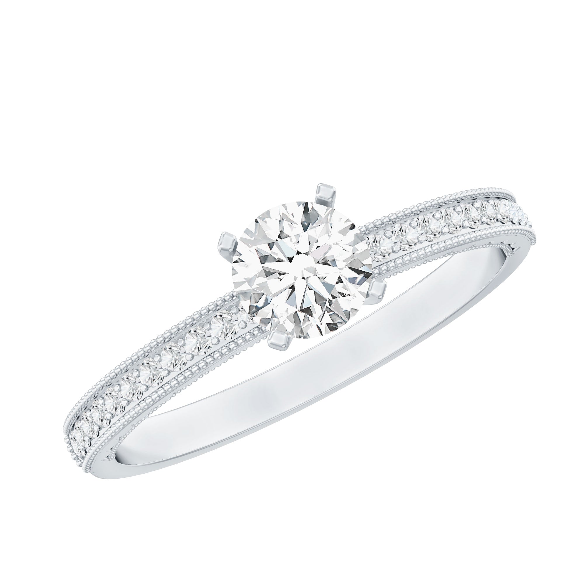 0.5 Carat  Moissanite Solitaire Engagement Ring with Milgrain