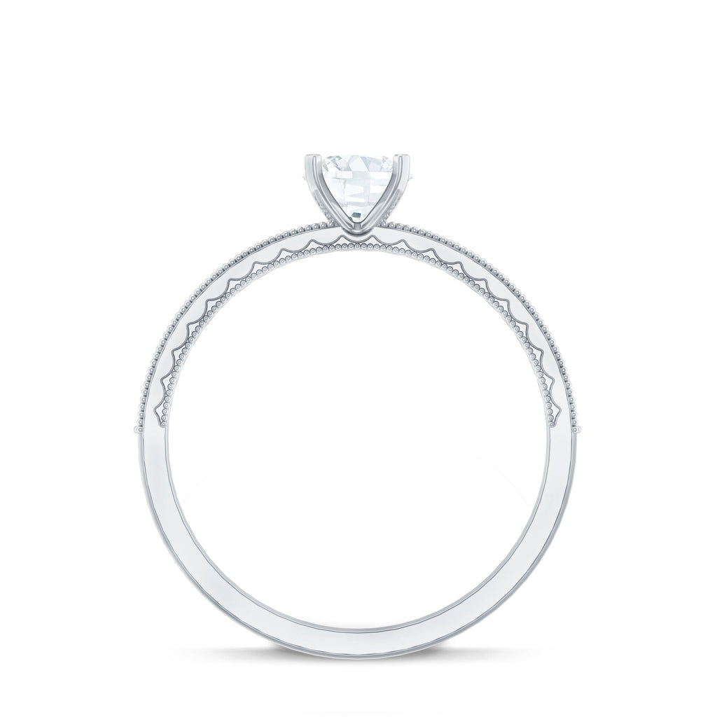 0.5 Carat  Moissanite Solitaire Engagement Ring with Milgrain