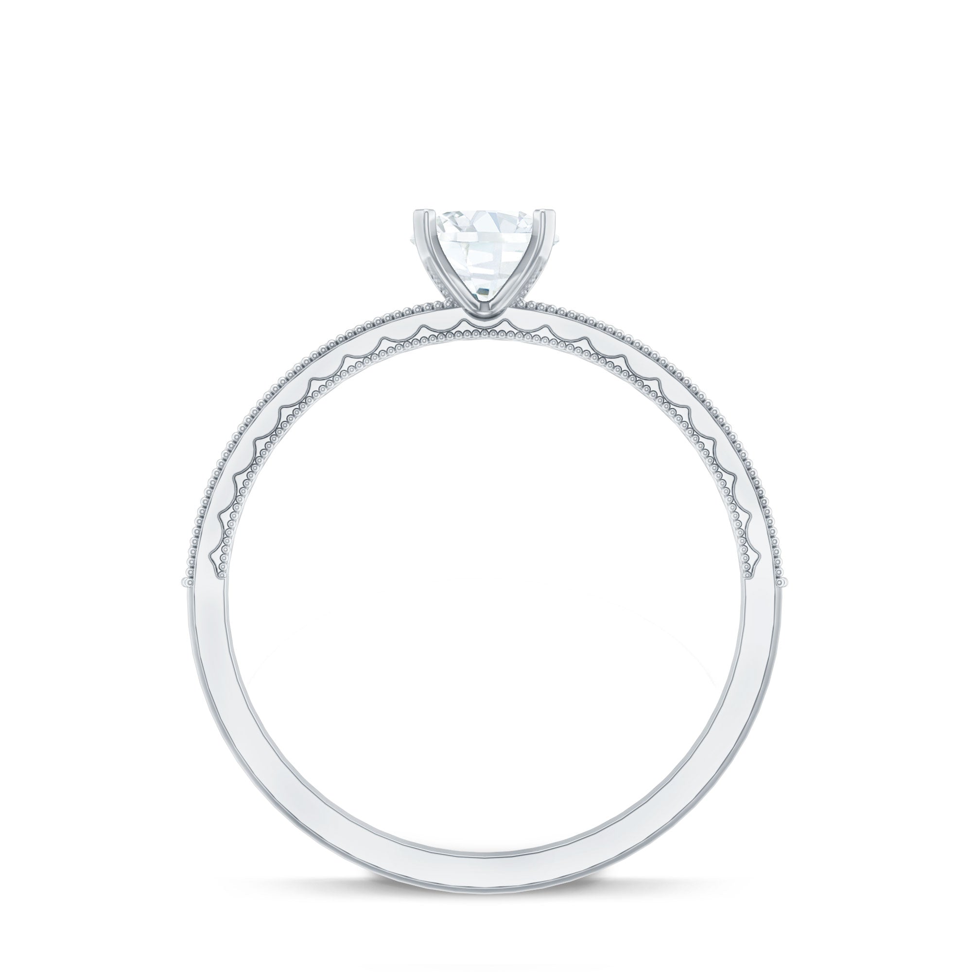 0.5 Carat  Moissanite Solitaire Engagement Ring with Milgrain