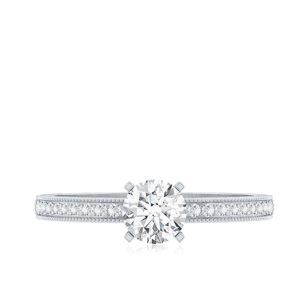0.5 Carat  Moissanite Solitaire Engagement Ring with Milgrain