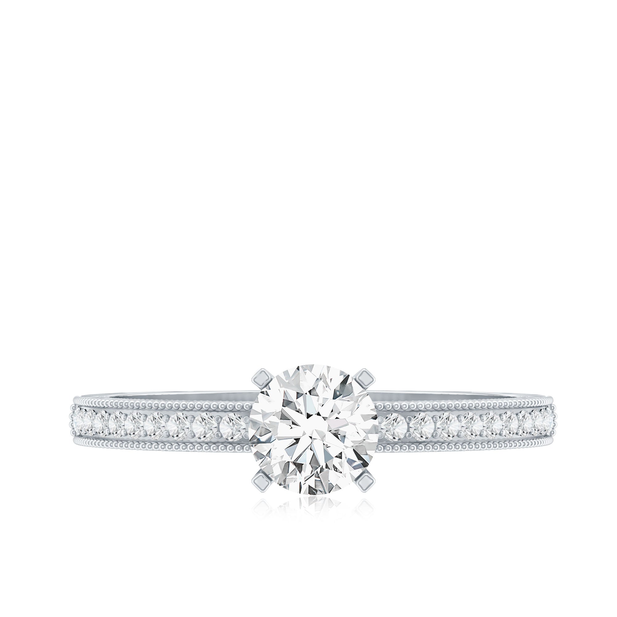 0.5 Carat  Moissanite Solitaire Engagement Ring with Milgrain