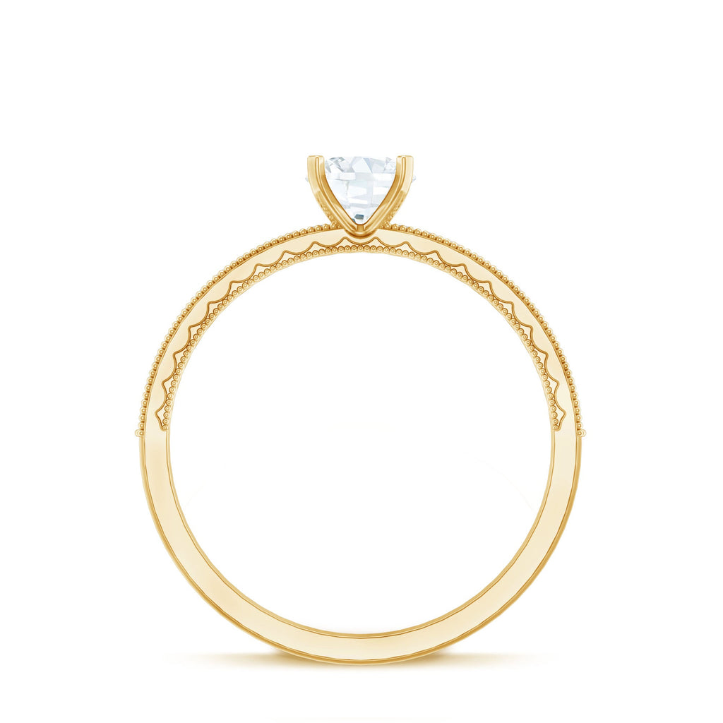 0.5 Carat  Moissanite Solitaire Engagement Ring with Milgrain