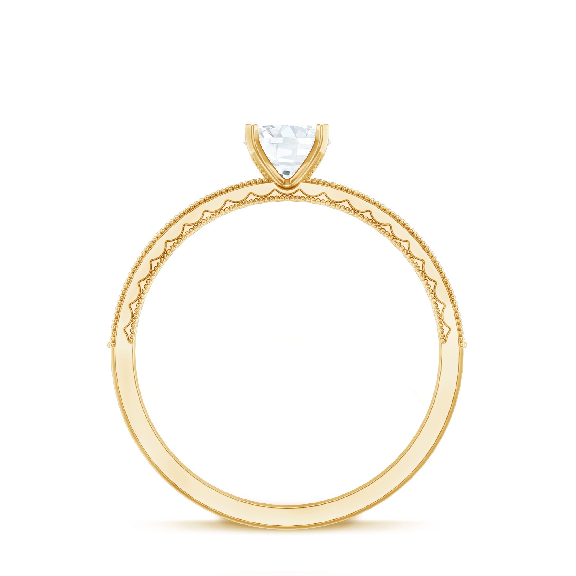 0.5 Carat  Moissanite Solitaire Engagement Ring with Milgrain