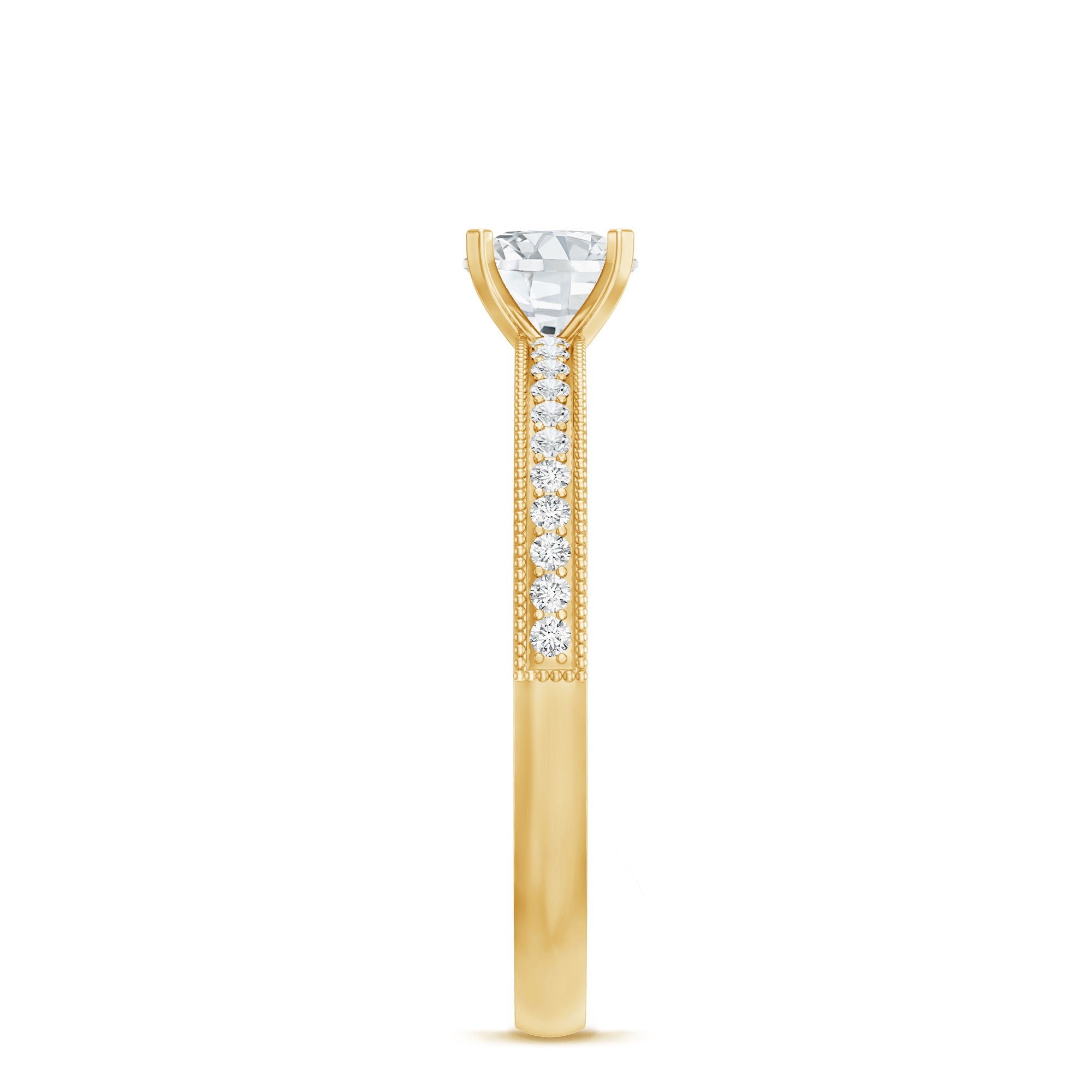 0.5 Carat  Moissanite Solitaire Engagement Ring with Milgrain
