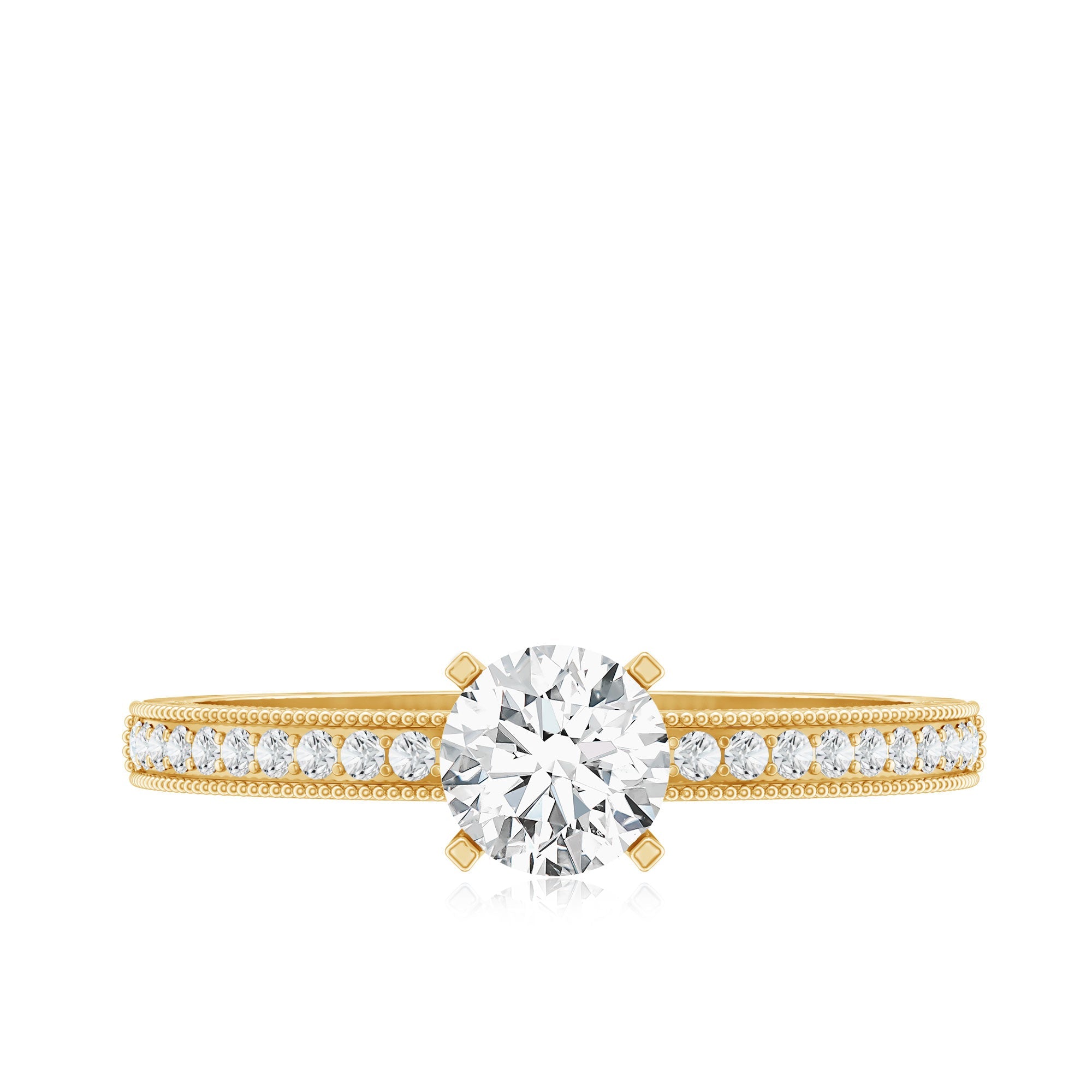 0.5 Carat  Moissanite Solitaire Engagement Ring with Milgrain
