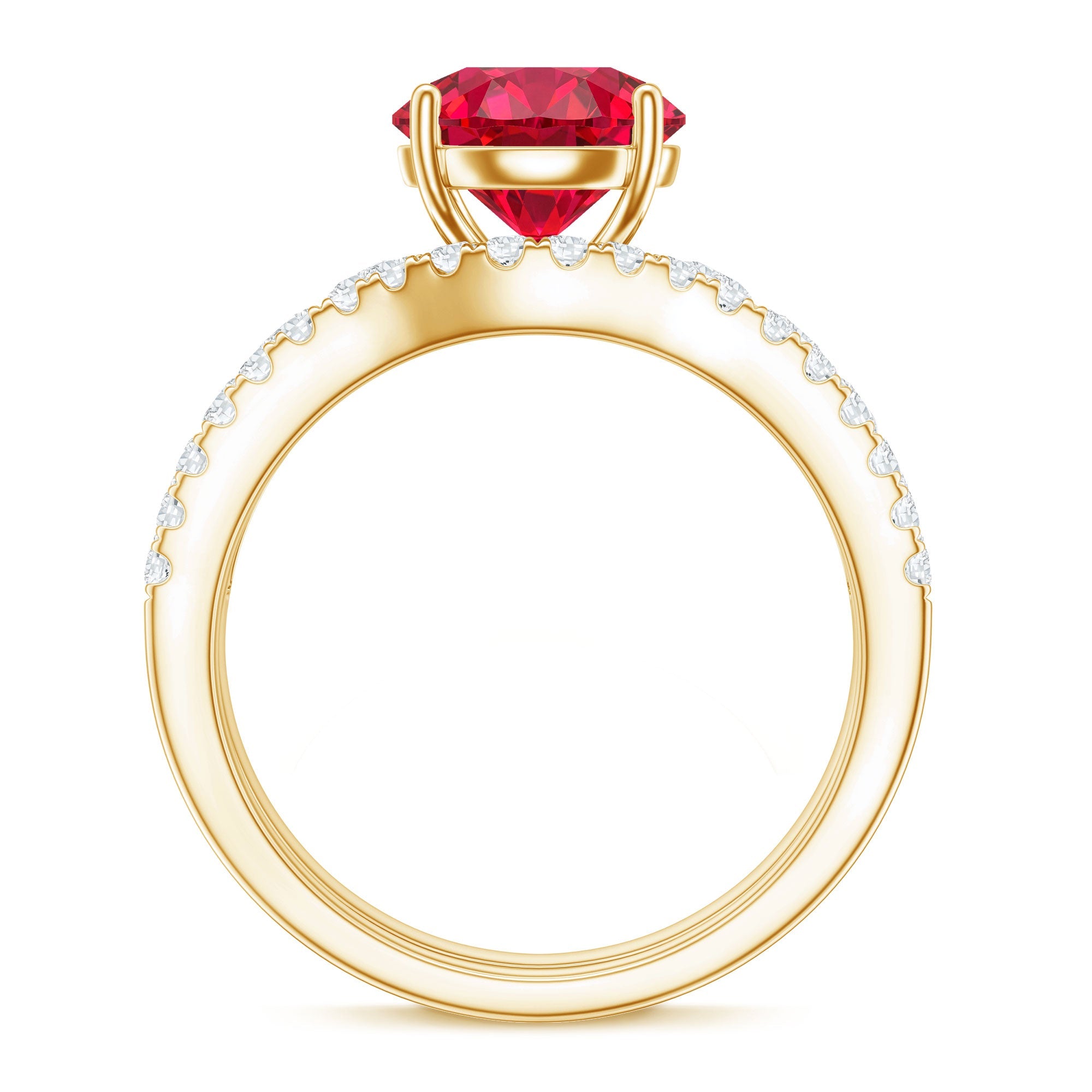 Certified Lab Grown Ruby and Moissanite Wedding Ring Set For Her