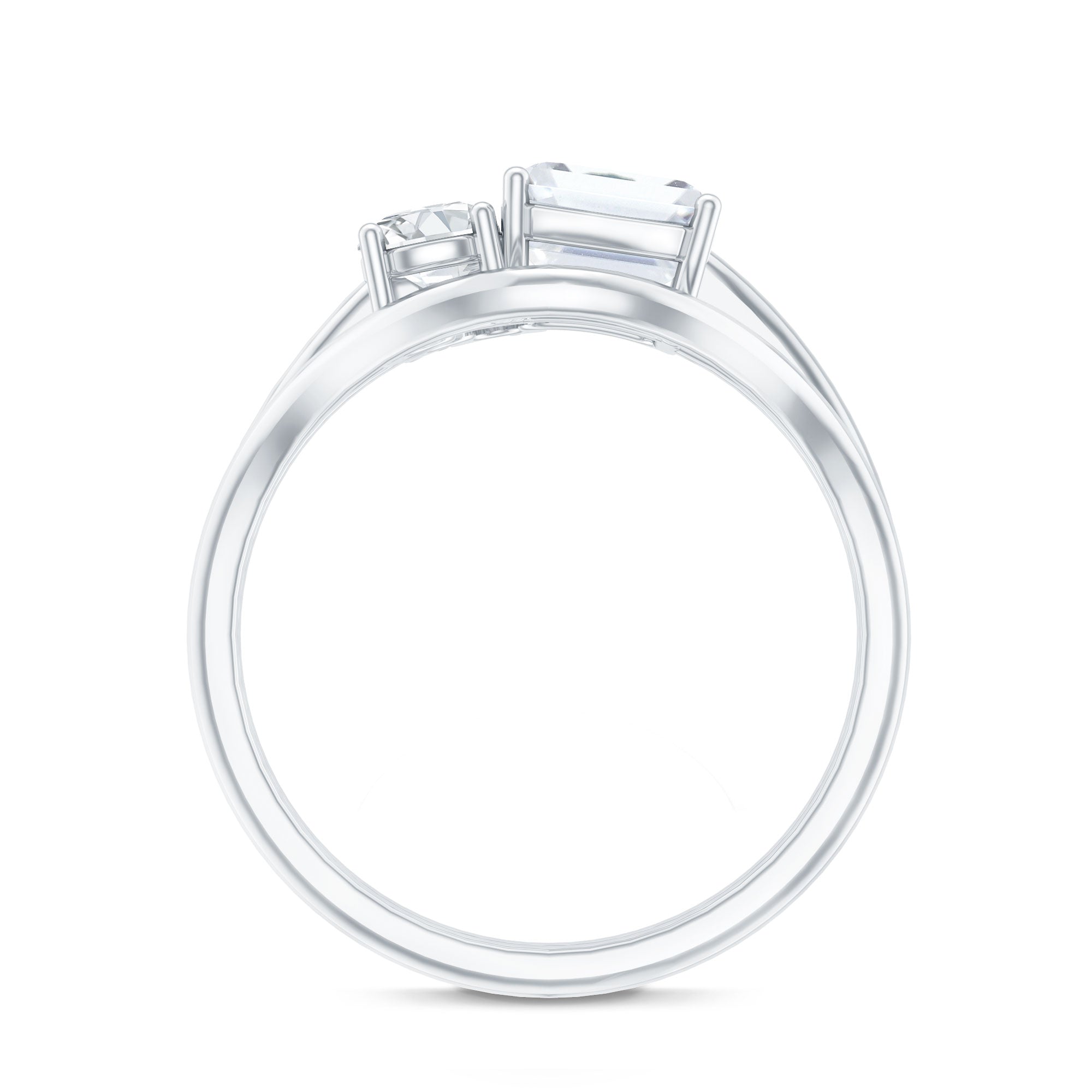 Emerald Cut Moissanite Engagement Ring with Enhancer