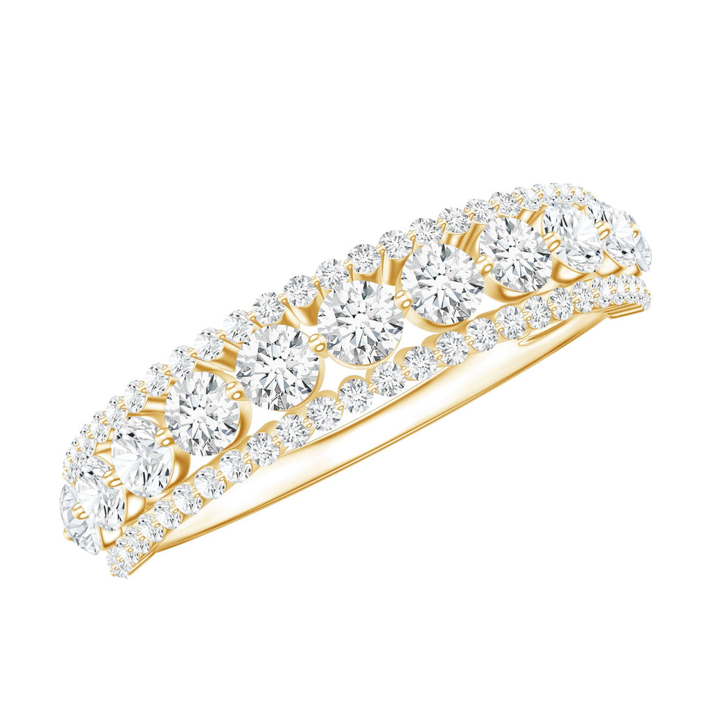 Round Shape Moissanite Half Eternity Wedding Band