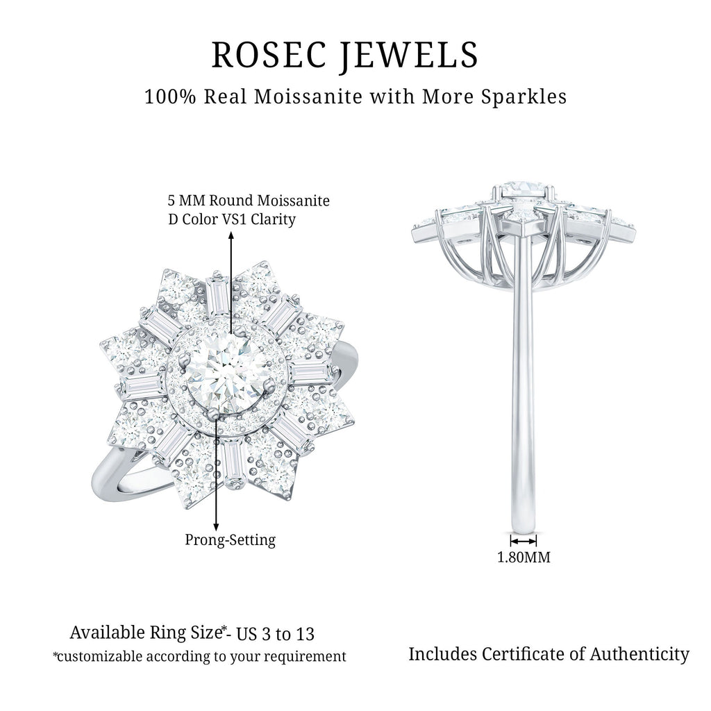 Certified Brilliant Cut Moissanite Cocktail Engagement Ring for Women