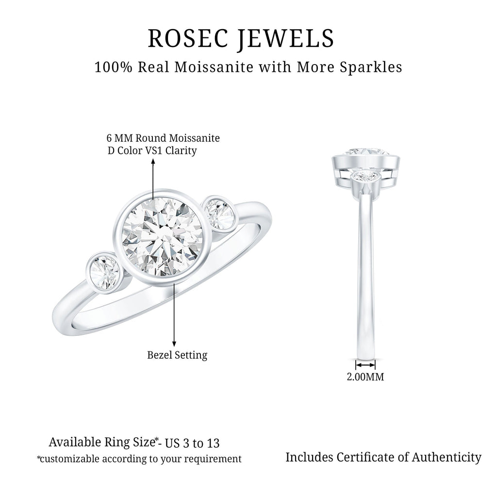 Bezel Set Moissanite Solitaire Engagement Ring