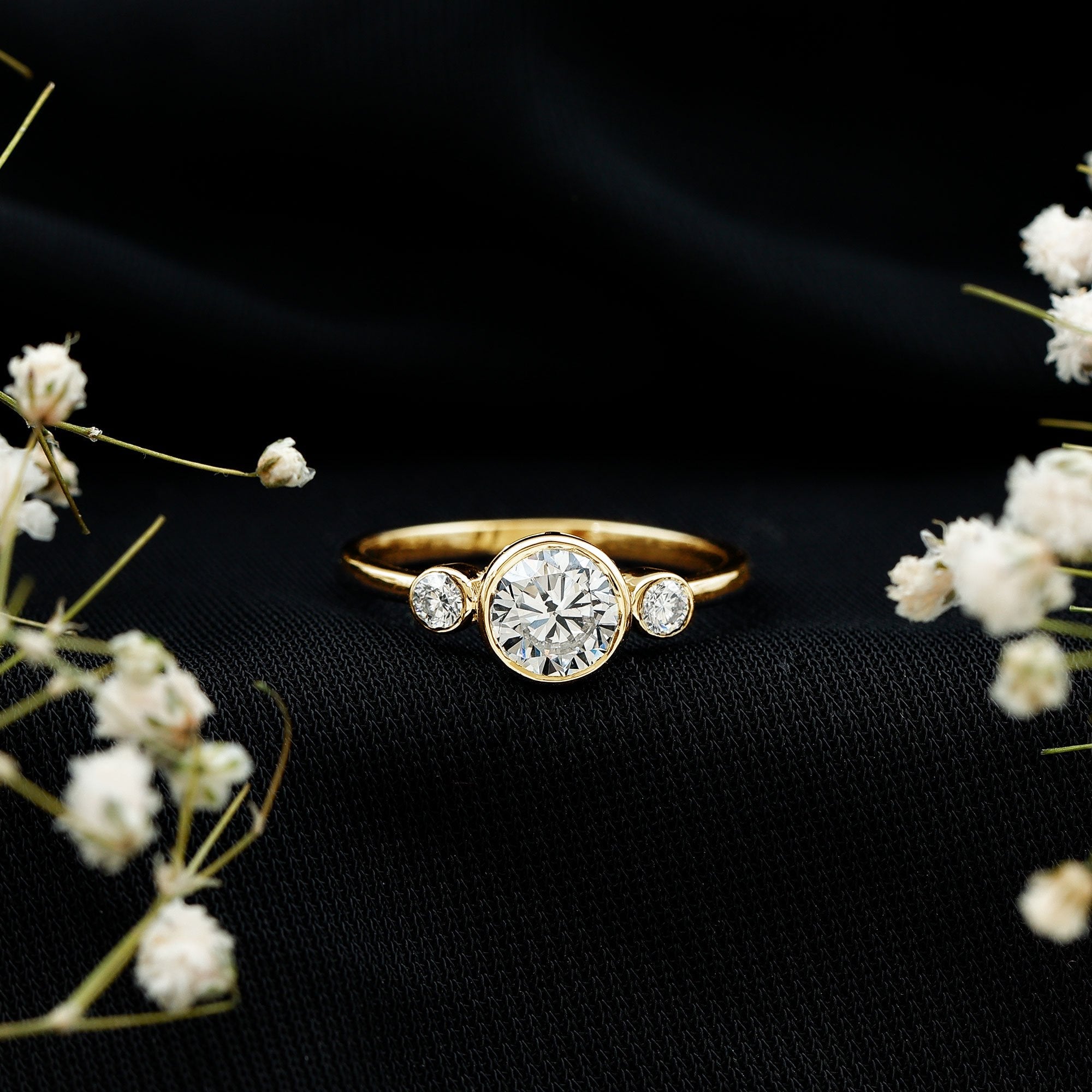Bezel Set Moissanite Solitaire Engagement Ring