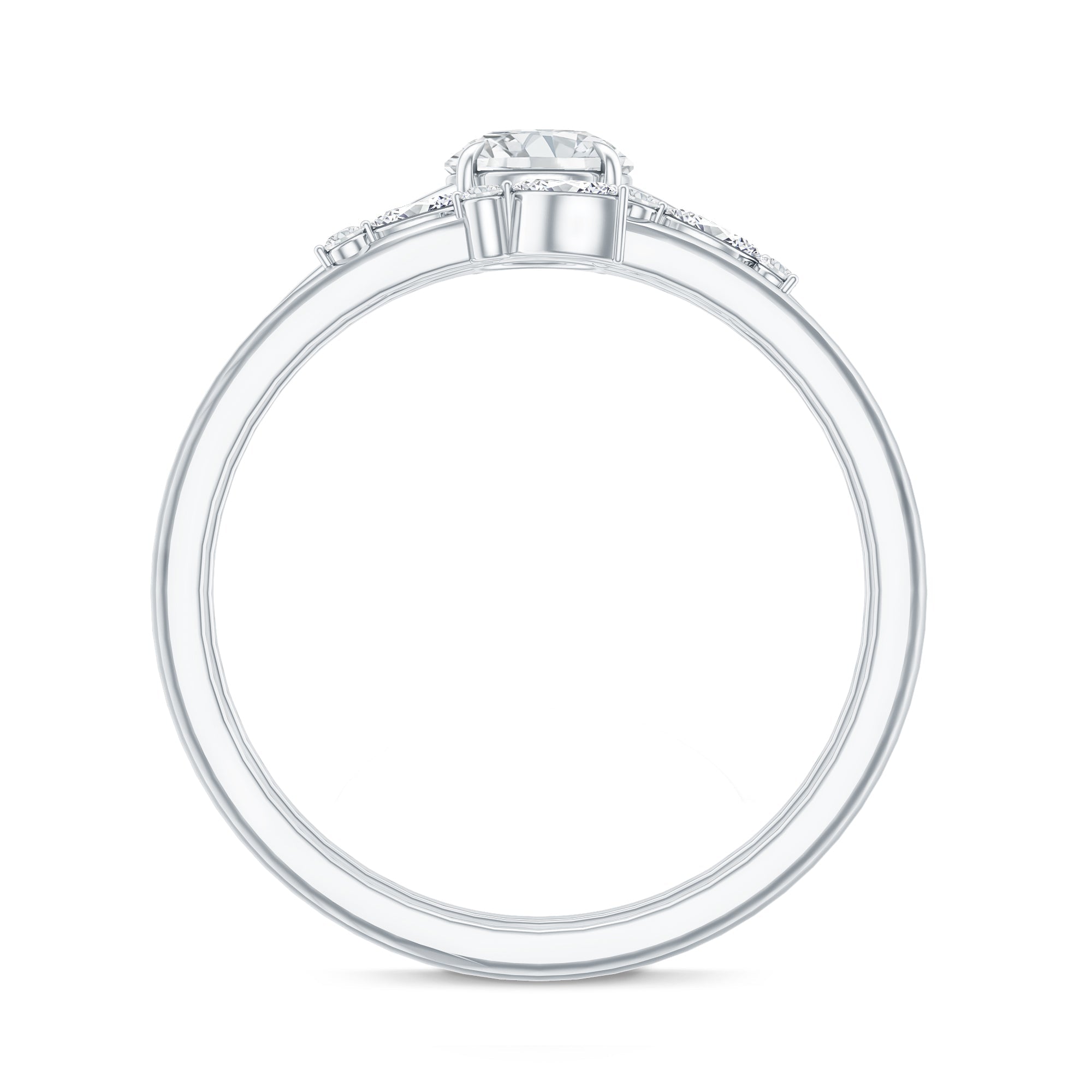 Certified Round Moissanite Modern Wedding Ring Set