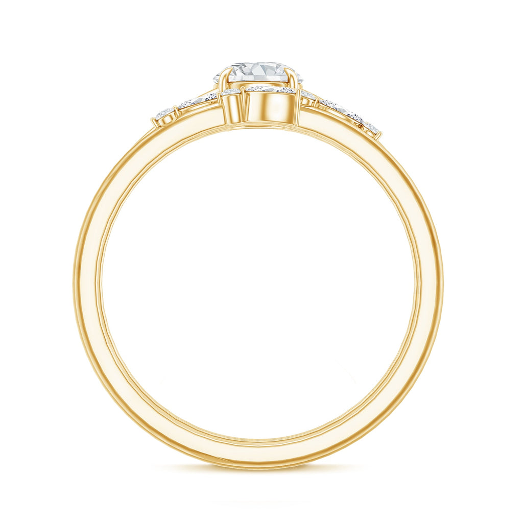 Certified Round Moissanite Modern Wedding Ring Set