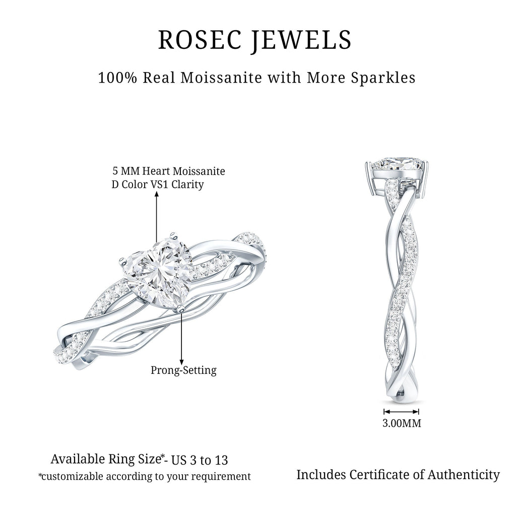 Heart Shape Moissanite Solitaire Promise Ring