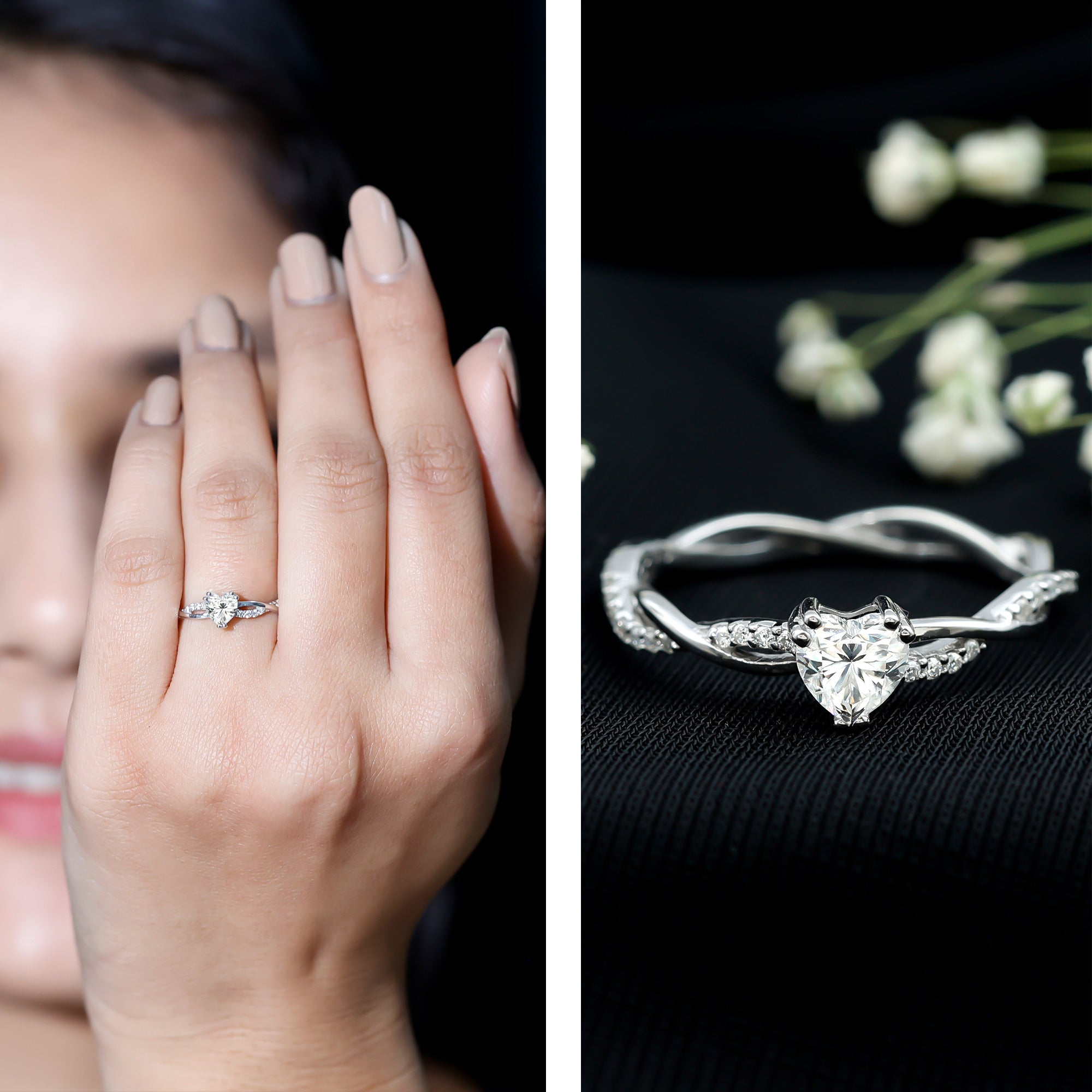 Heart Shape Moissanite Solitaire Promise Ring