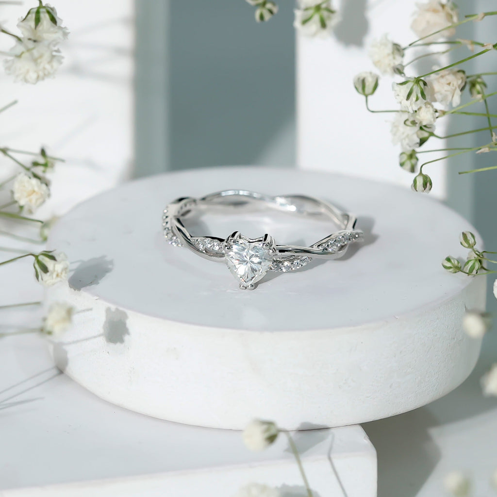 Heart Shape Moissanite Solitaire Promise Ring