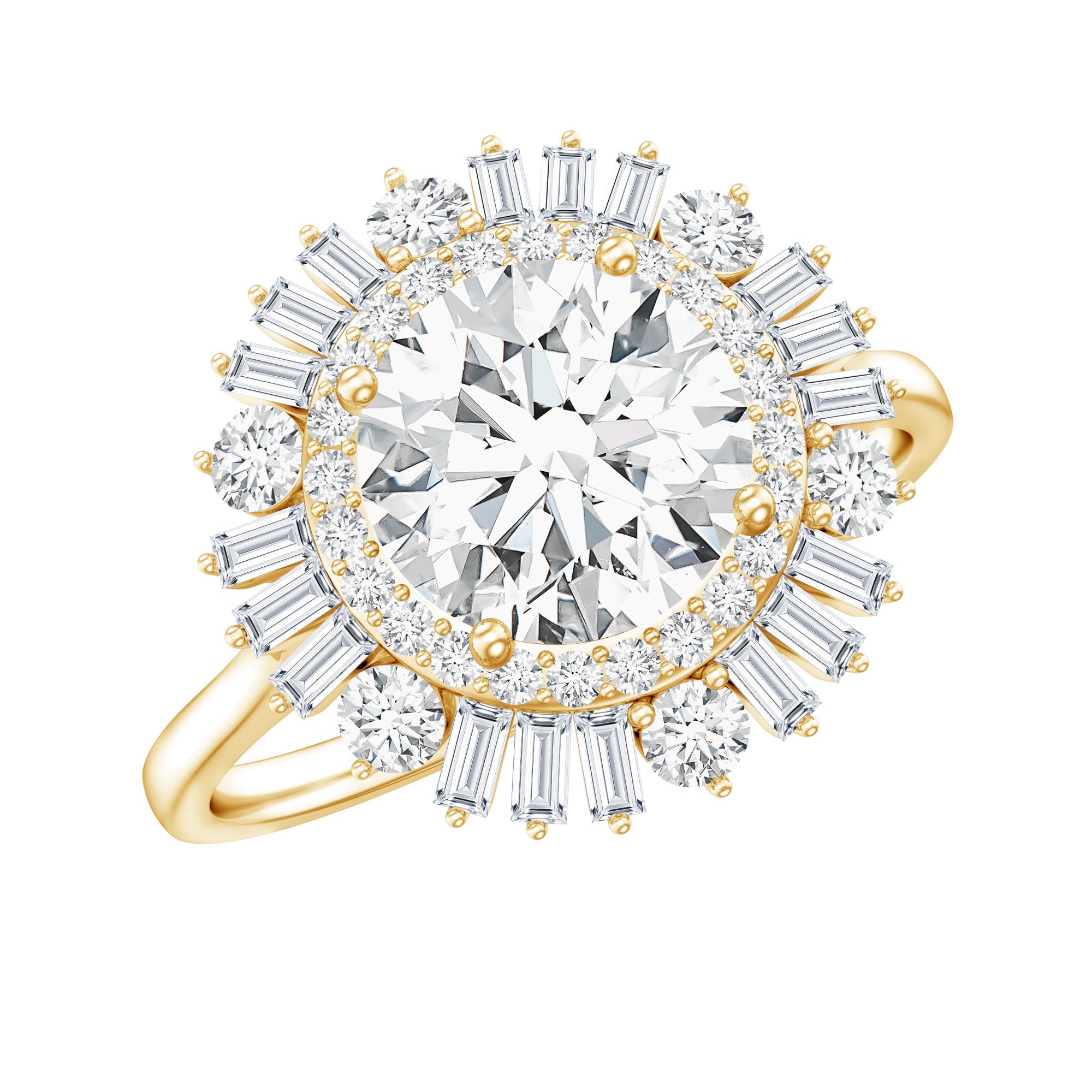 Certified Moissanite Double Halo Engagement Ring for Women
