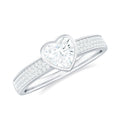 Bezel Set Moissanite Heart Shaped Engagement Ring with Side Stones