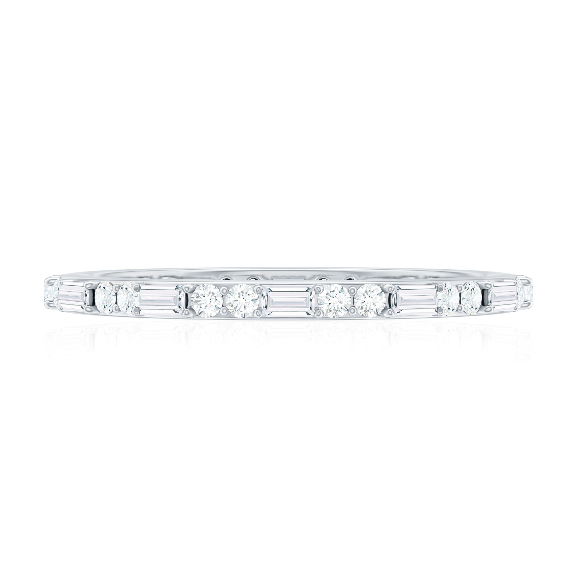 Real Baguette and Round Diamond Full Eternity Ring
