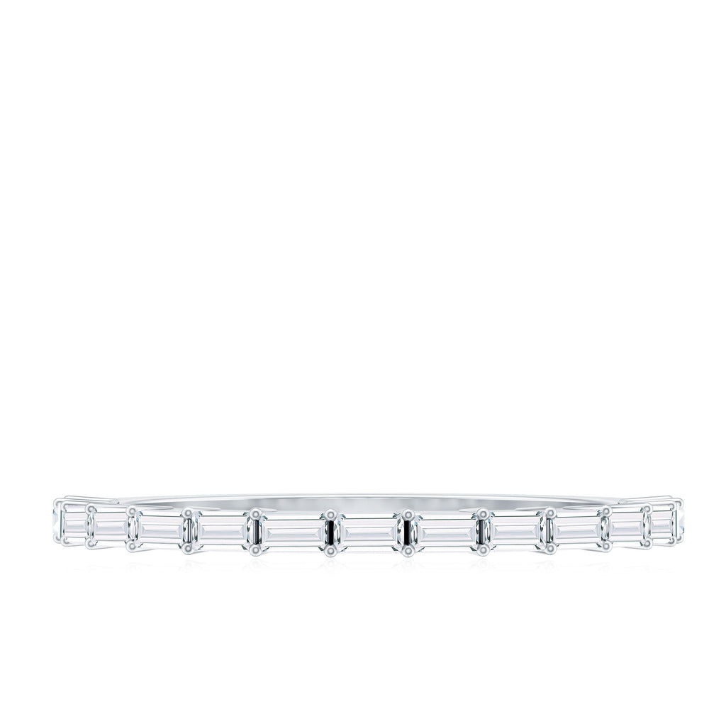 Baguette Cut Diamond Stackable Ring in Shared Prong Setting