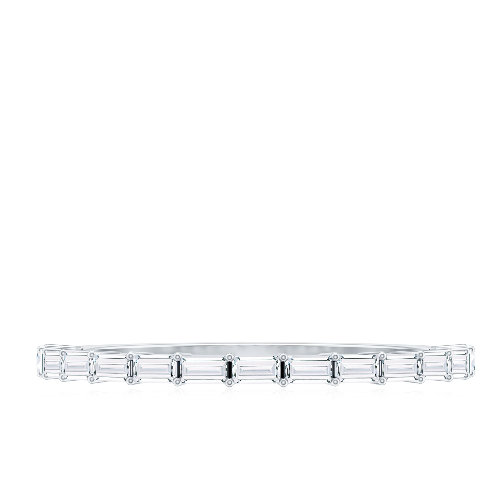 Baguette Cut Diamond Stackable Ring in Shared Prong Setting