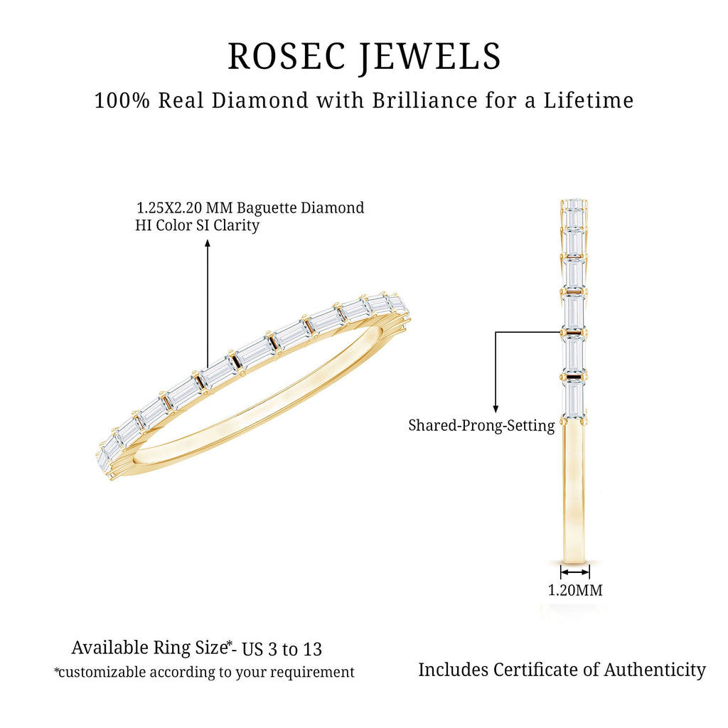 Baguette Cut Diamond Stackable Ring in Shared Prong Setting