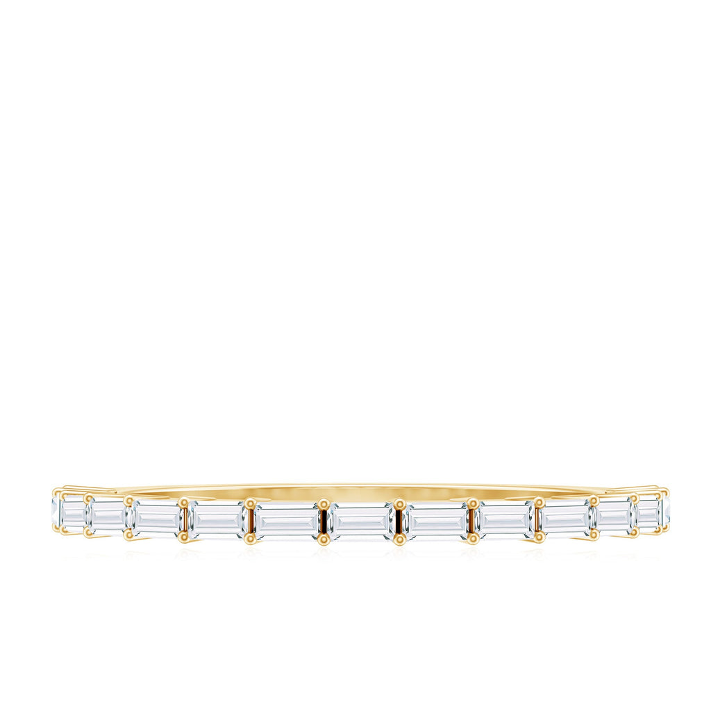 Baguette Cut Diamond Stackable Ring in Shared Prong Setting