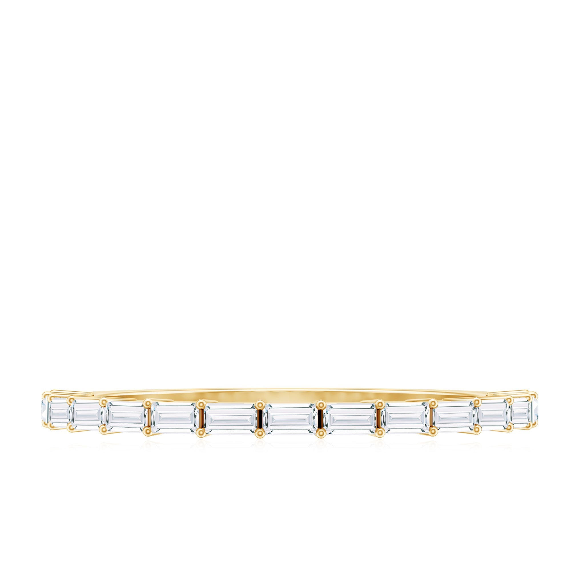 Baguette Cut Diamond Stackable Ring in Shared Prong Setting
