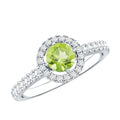 Genuine Half Carat Peridot Engagement Ring with Diamond Halo