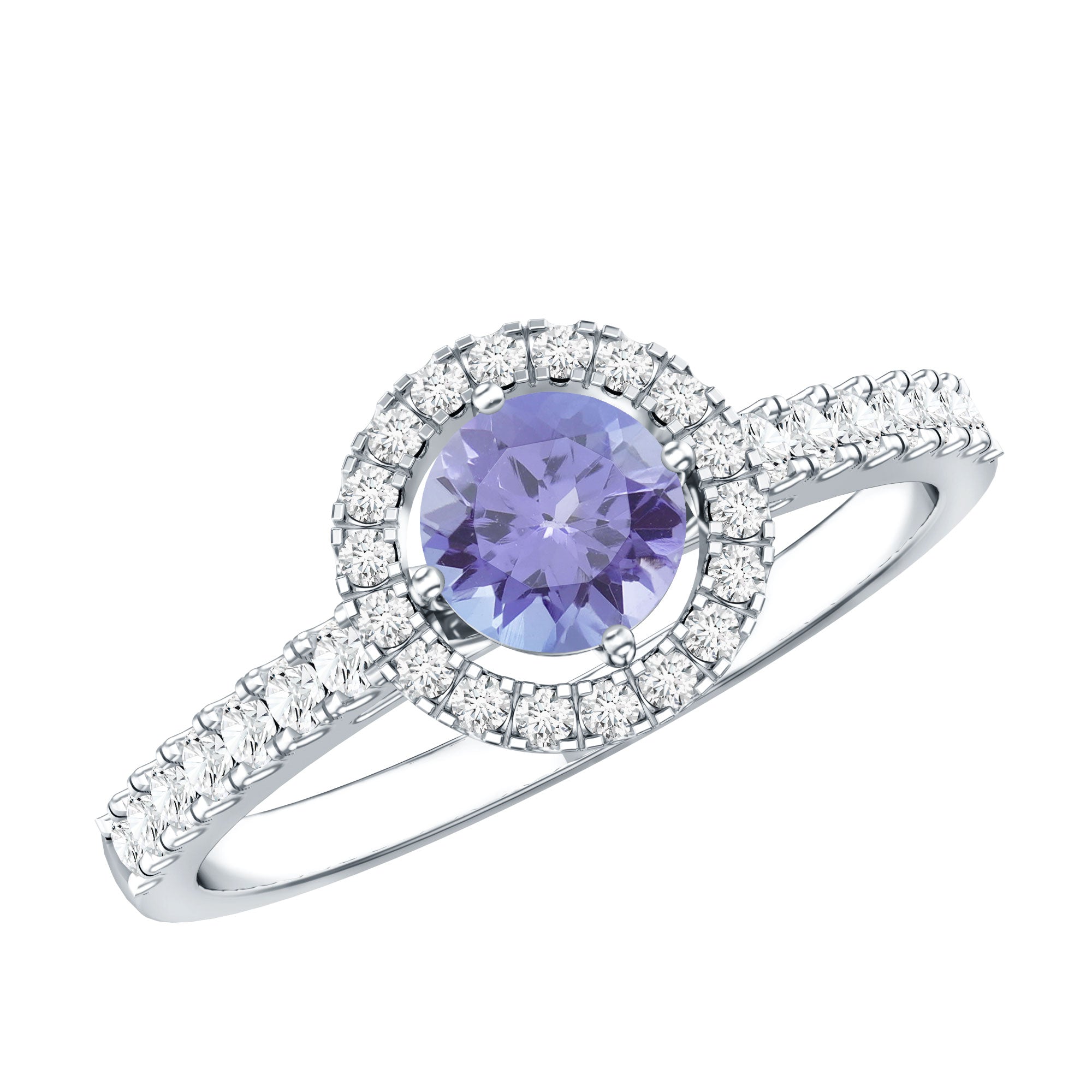 Natural Tanzanite and Diamond Promise Ring for Engagement