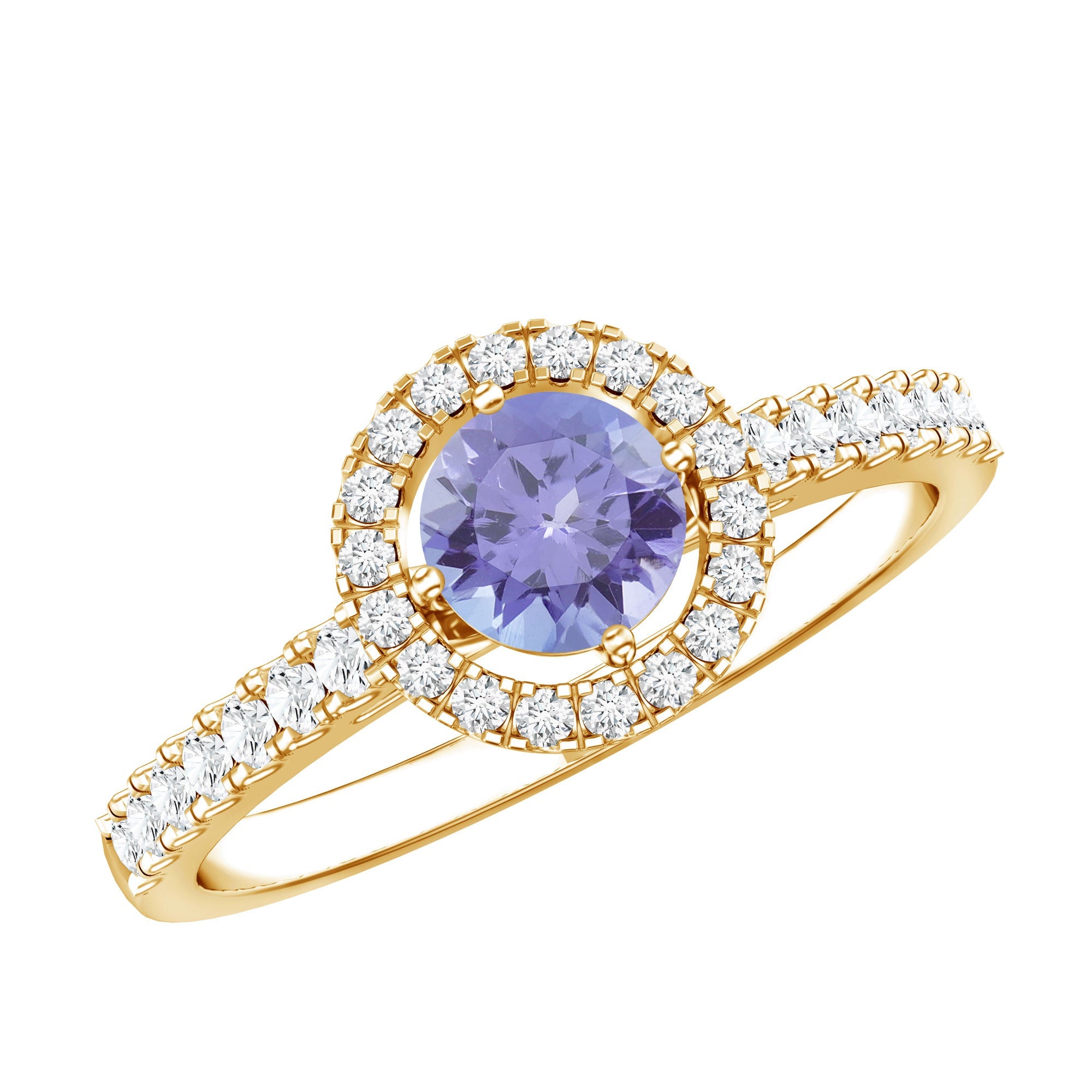 Natural Tanzanite and Diamond Promise Ring for Engagement