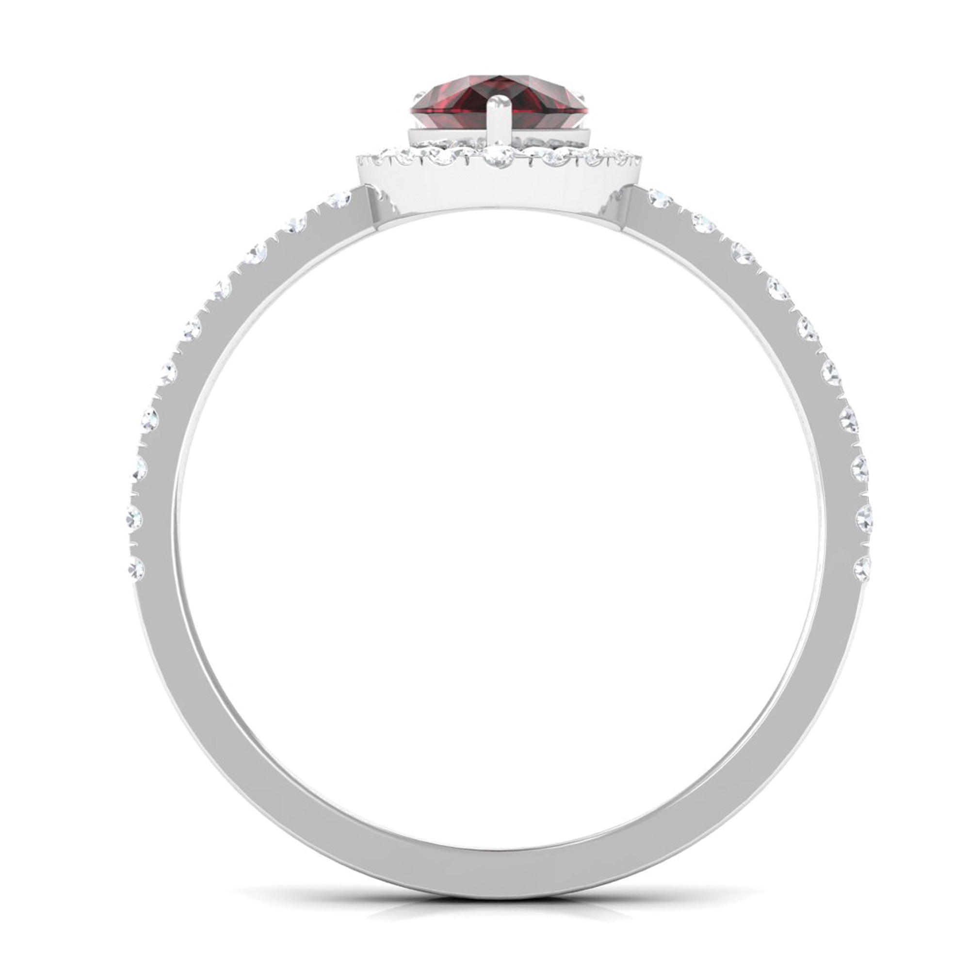 0.8 Carat Genuine Garnet Pear Shaped Engagement Ring with Diamond Halo